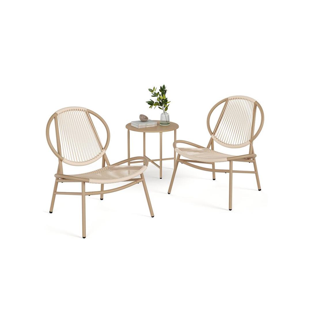 Tuin- en Balkonset – 3-delige Set met Tafel en 2 Stoelen – Geschikt voor Buiten en Balkon