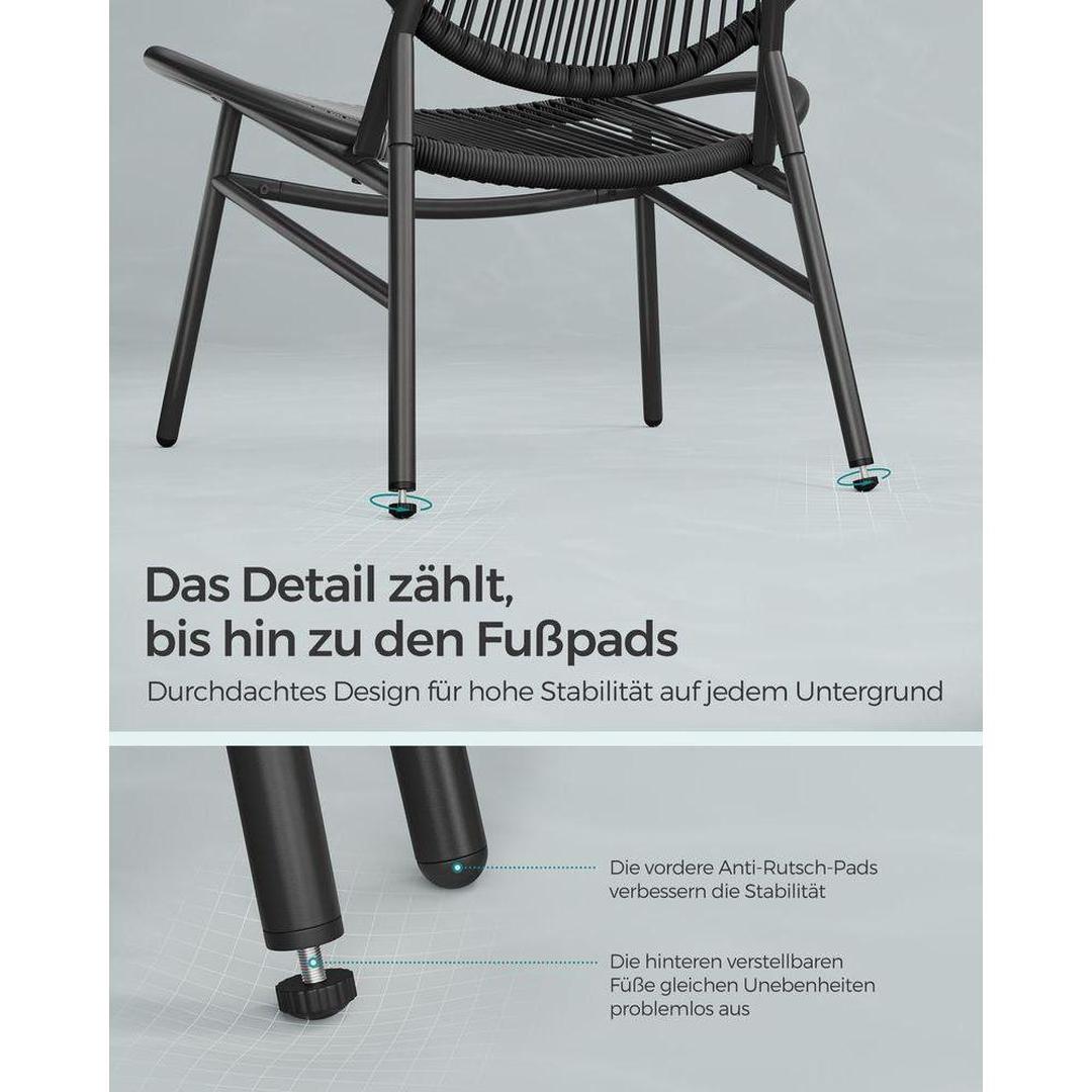 Tuin- en Balkonset – 3-delige Set met Tafel en 2 Stoelen – Geschikt voor Buiten en Balkon
