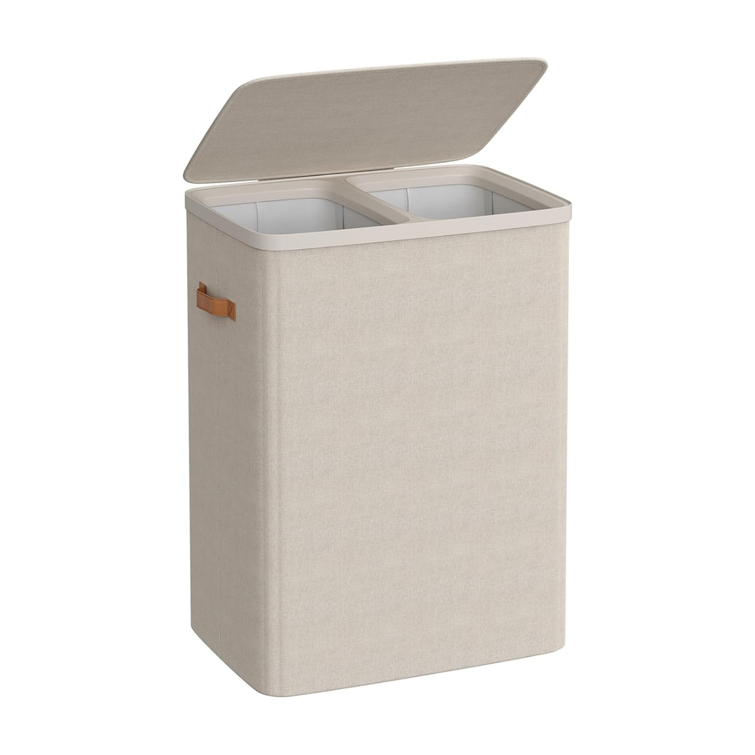Wasmand met 2 compartimenten – 170 liter – met deksel en handgrepen