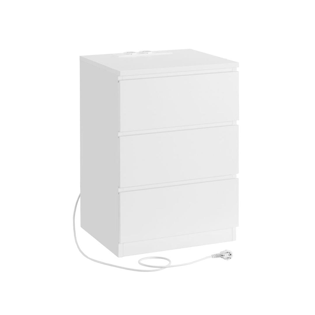 Bijzettafel met oplaadstation – nachtkastje met USB-poorten en stopcontact – opbergkastje met lade en plank