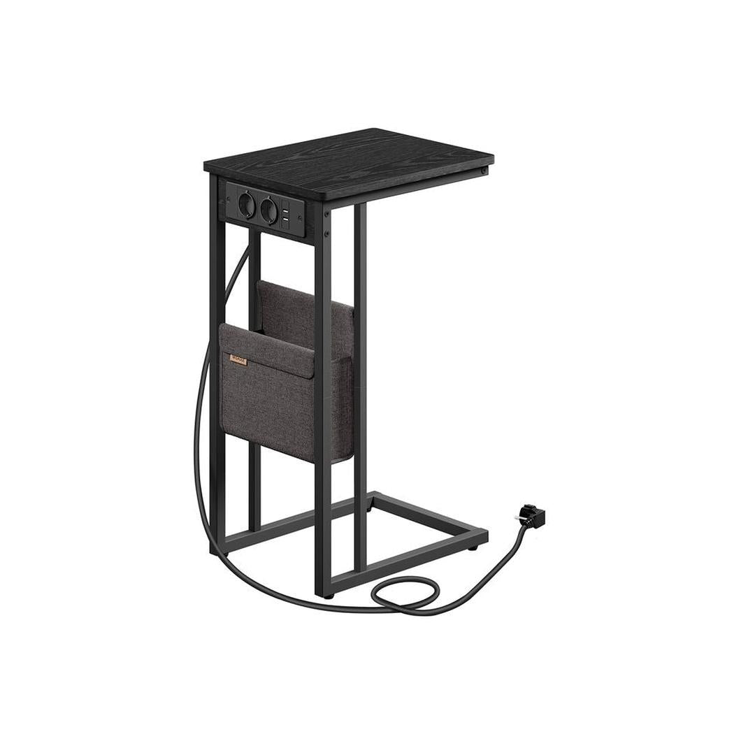 Bijzettafel met stopcontact – C-vorm laptoptafel – bijtafel voor bank of bed – met USB-aansluitingen
