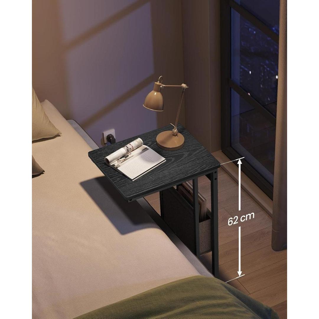 Bijzettafel met stopcontact – C-vorm laptoptafel – bijtafel voor bank of bed – met USB-aansluitingen