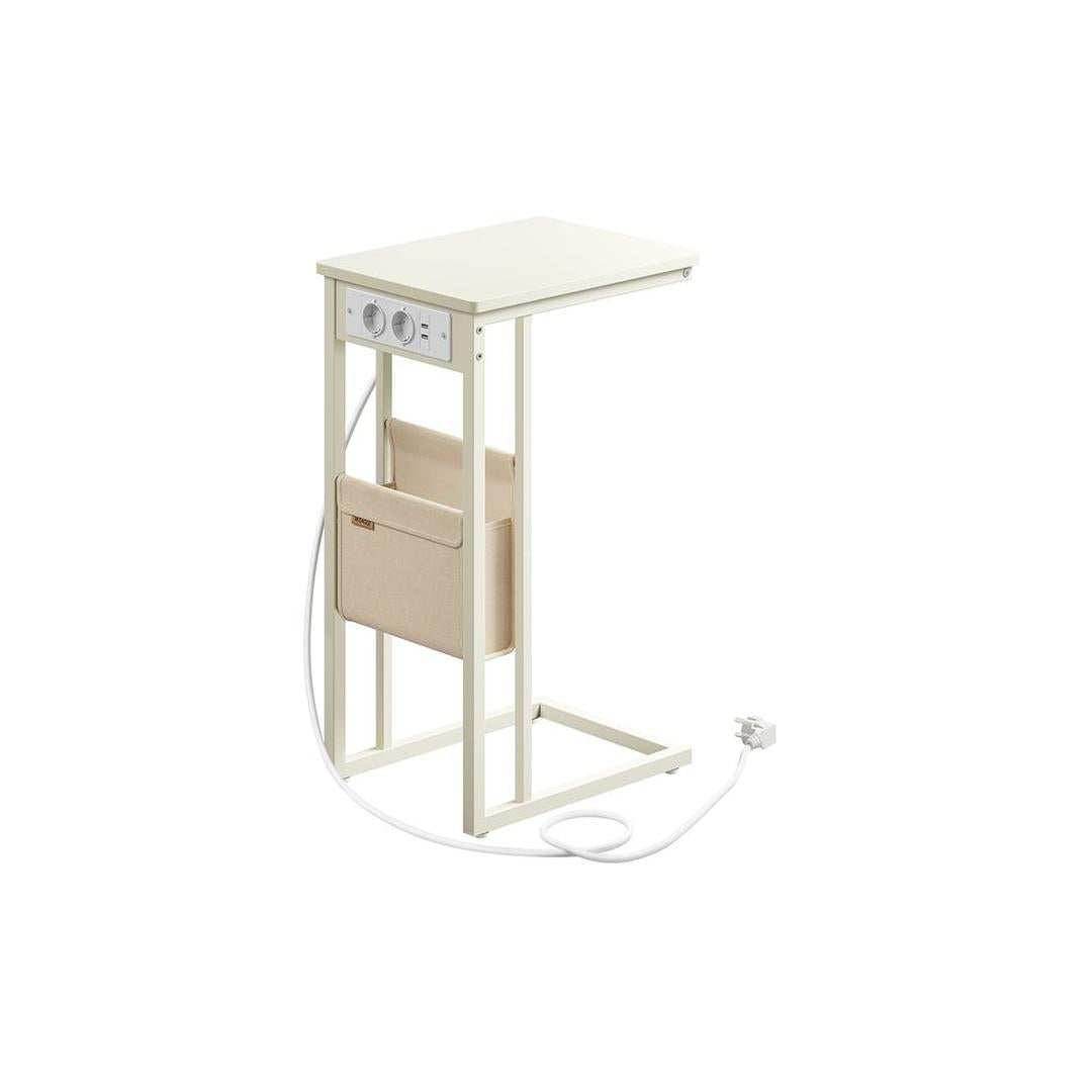 Bijzettafel met stopcontact – C-vorm laptoptafel – bijtafel voor bank of bed – met USB-aansluitingen