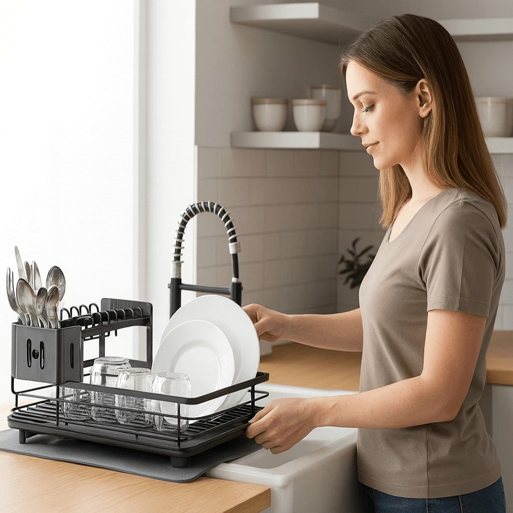 Bjornstad product in zwart set van premium roestvrij staal + antislip siliconen feet – sfeerbeeld in huis