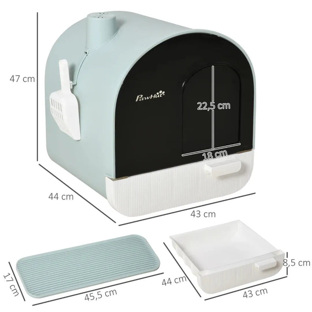 Kattenbak met filter – inclusief 1 vervangfilter en vloermat – 43 x 44 x 47 cm