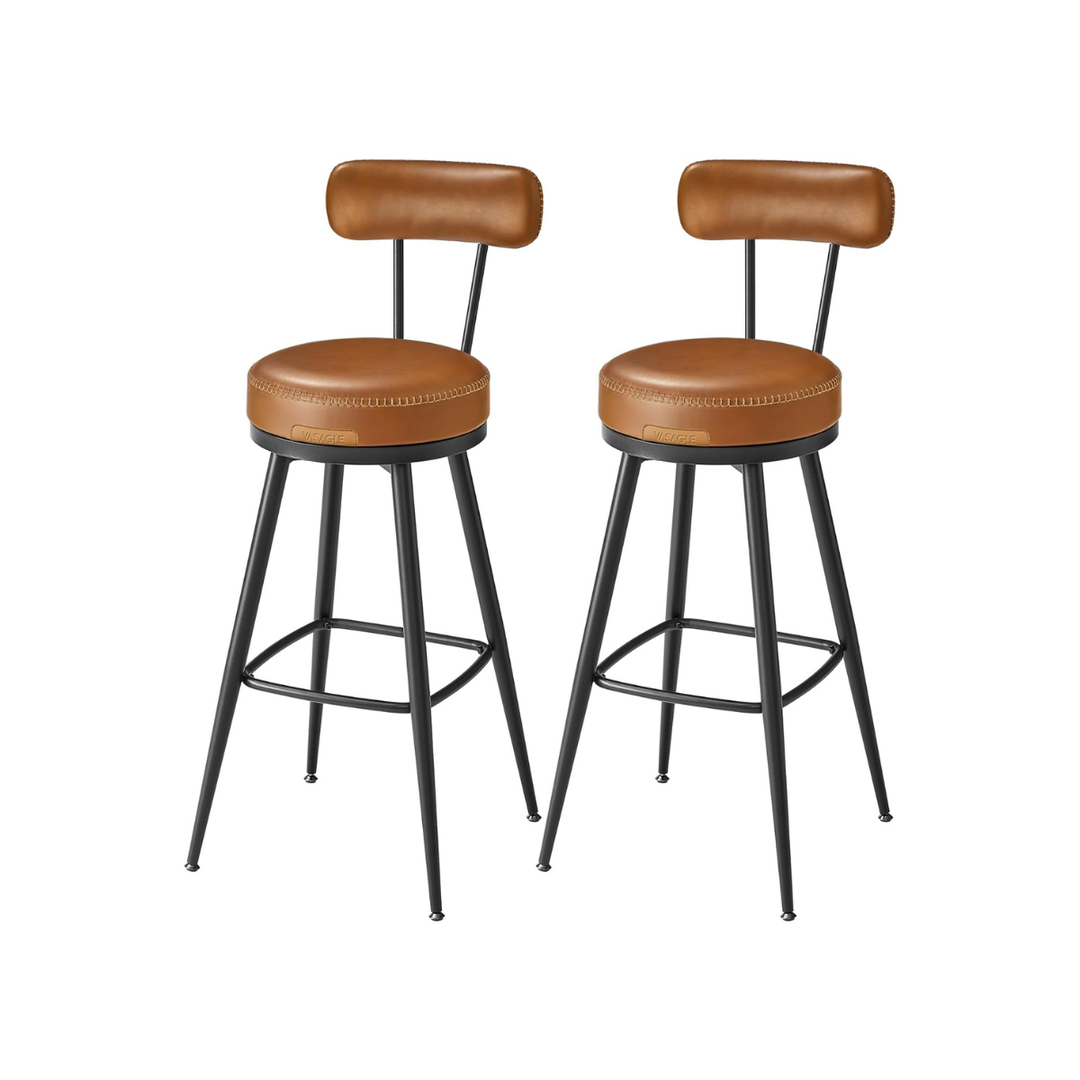 2-delige Set Barkrukken – Draaibaar 360° – Kunstlederen Zitting – Industrieel Ontwerp