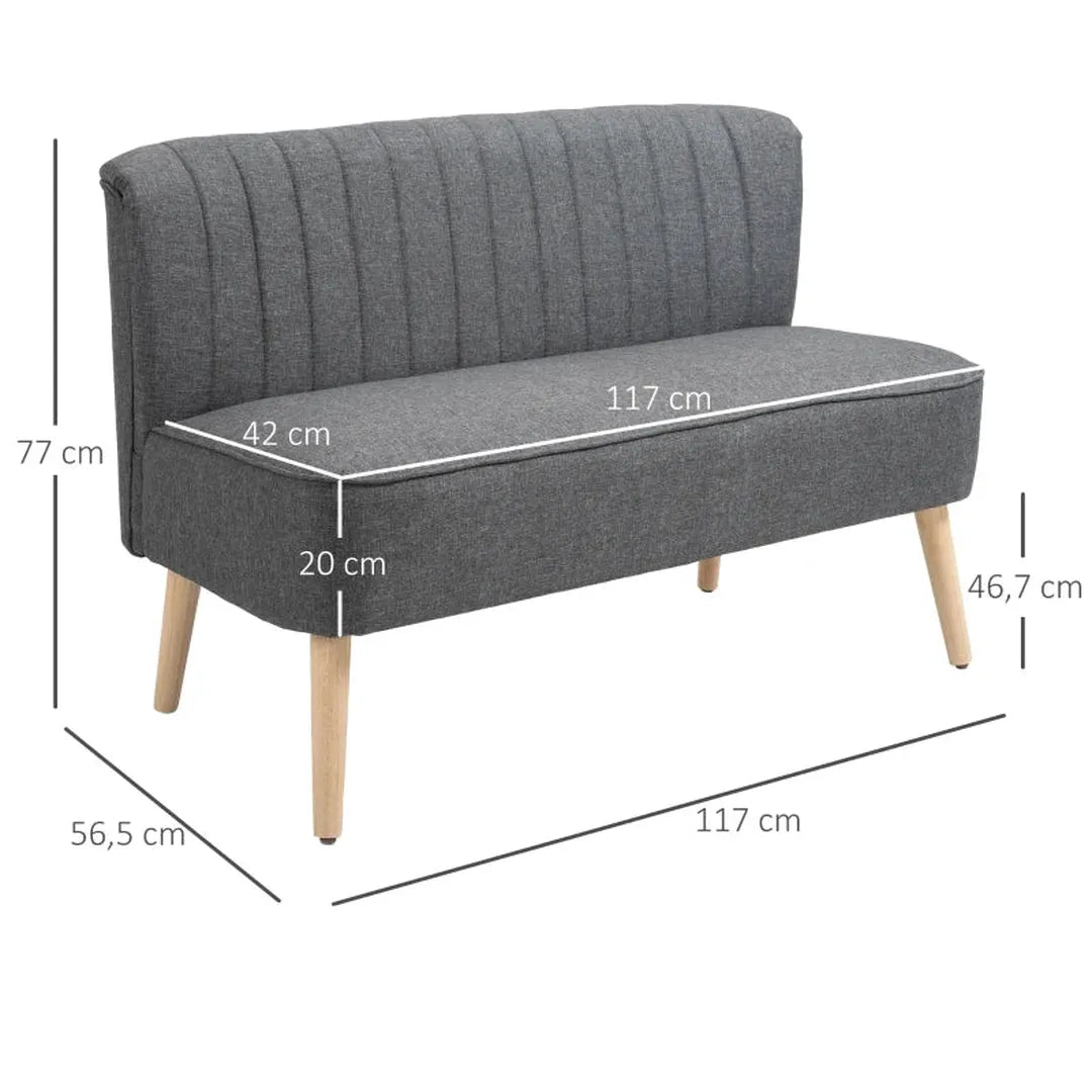 2-zits bank – zachte bekleding – onderhoudsvriendelijke stof – maximaal 150 kg – 117 x 56,5 x 77 cm
