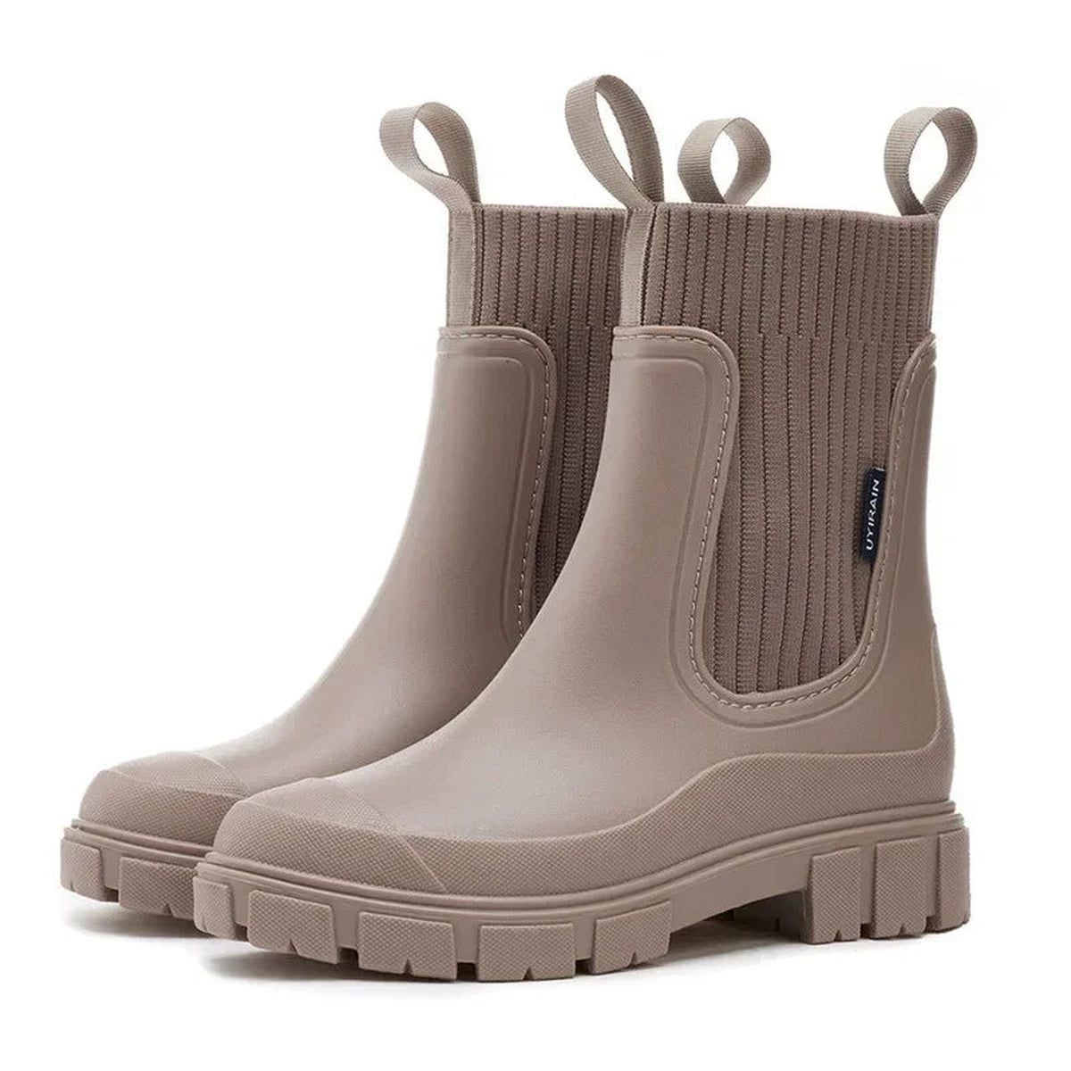 boot in taupe – vooraanzicht