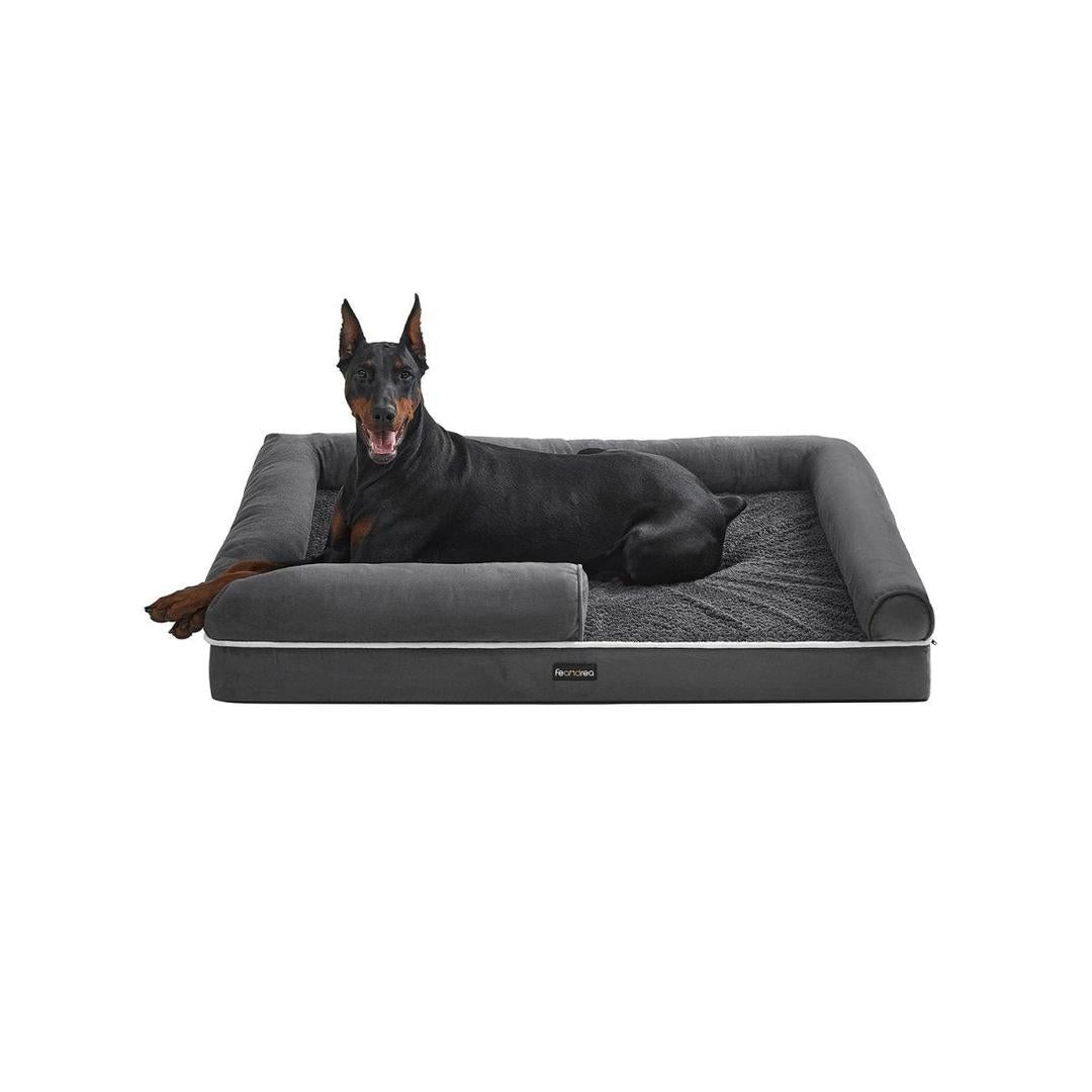 Hondenmand met opstaande randen – 106 x 80 x 25 cm – waterafstotende hoes – lichtgrijs