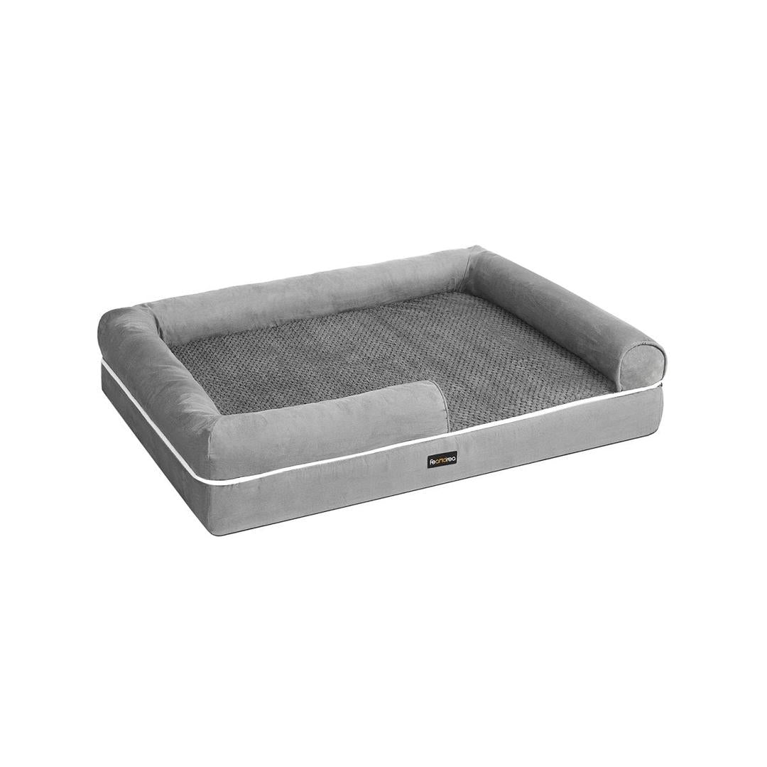 Hondenmand met opstaande randen – 106 x 80 x 25 cm – waterafstotende hoes – lichtgrijs