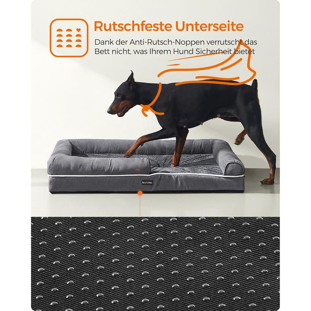 Hondenmand met opstaande randen – 106 x 80 x 25 cm – waterafstotende hoes – lichtgrijs