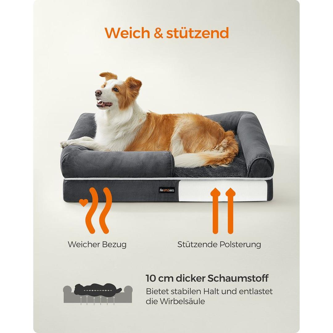 Hondenmand met opstaande randen – 106 x 80 x 25 cm – waterafstotende hoes – lichtgrijs