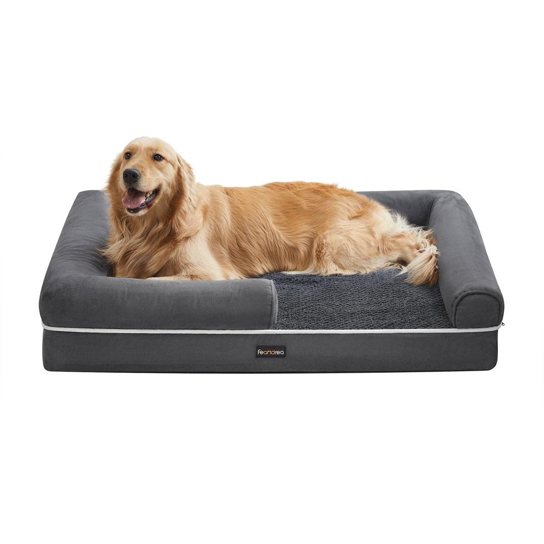 Hondenmand met opstaande randen – 106 x 80 x 25 cm – waterafstotende hoes – lichtgrijs