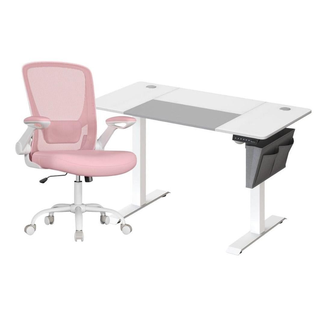Complete werkplek set – elektrisch zit-sta bureau met geheugenfunctie en ergonomische bureaustoel, in hoogte verstelbaar