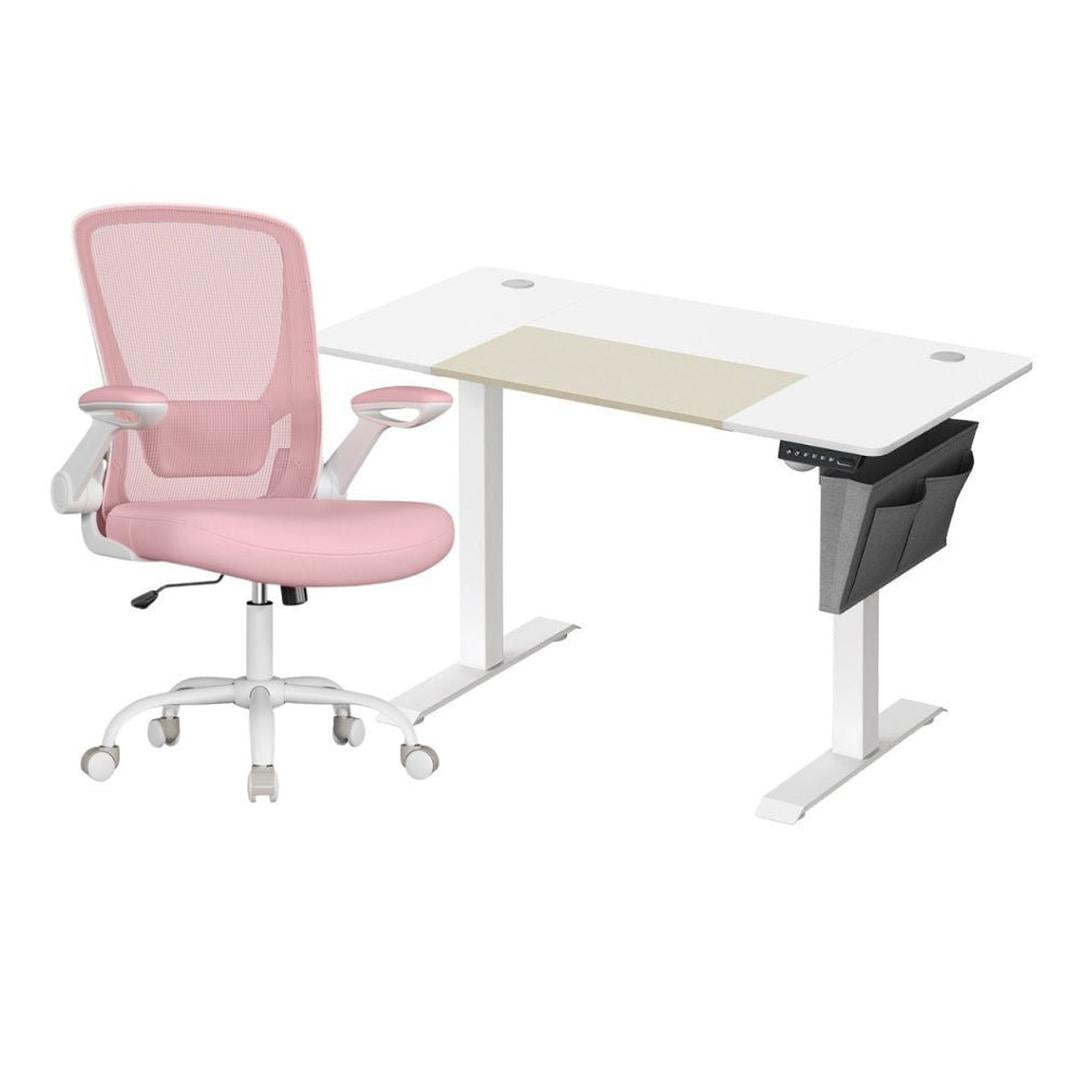 Complete werkplek set – elektrisch zit-sta bureau met geheugenfunctie en ergonomische bureaustoel, in hoogte verstelbaar
