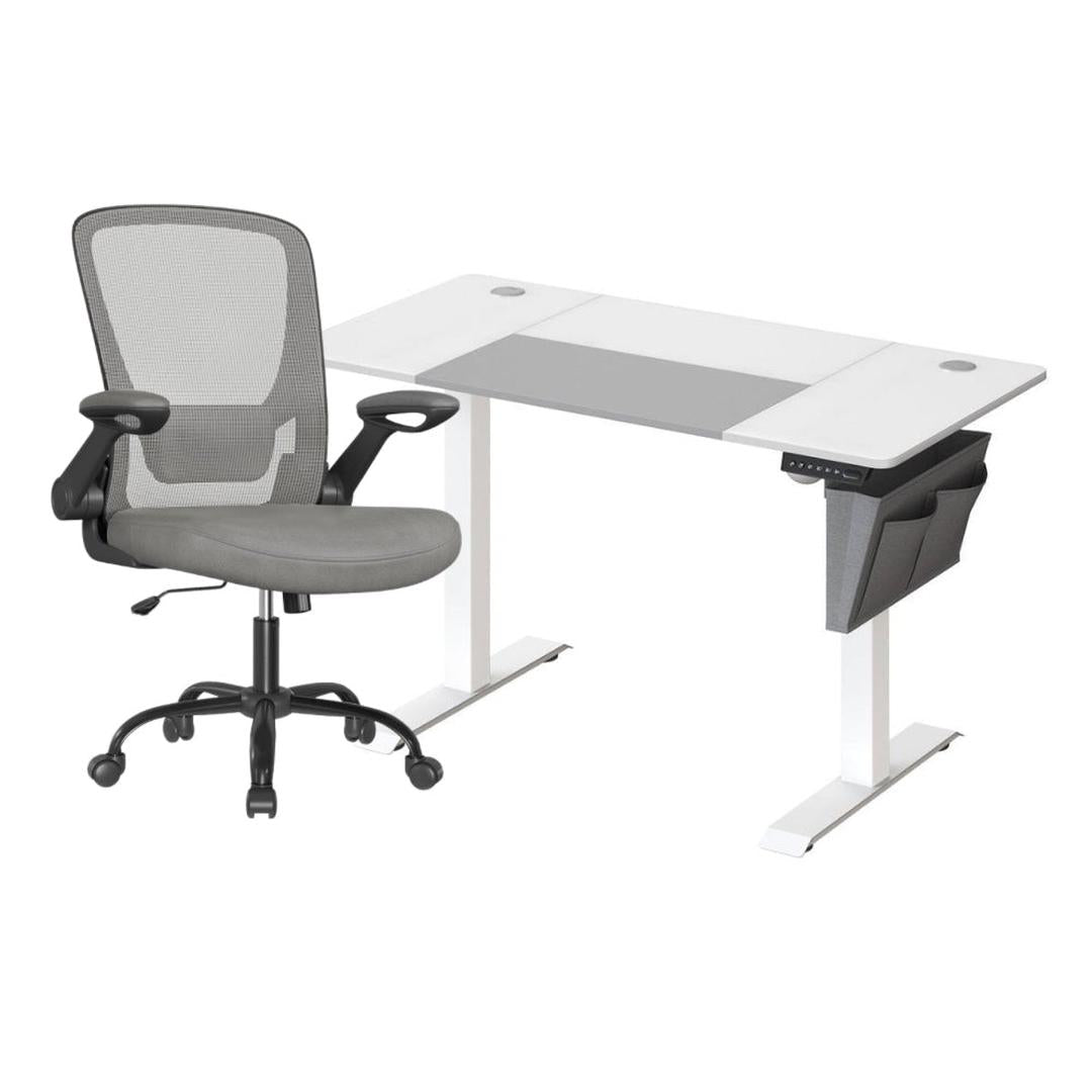 Complete werkplek set – elektrisch zit-sta bureau met geheugenfunctie en ergonomische bureaustoel, in hoogte verstelbaar