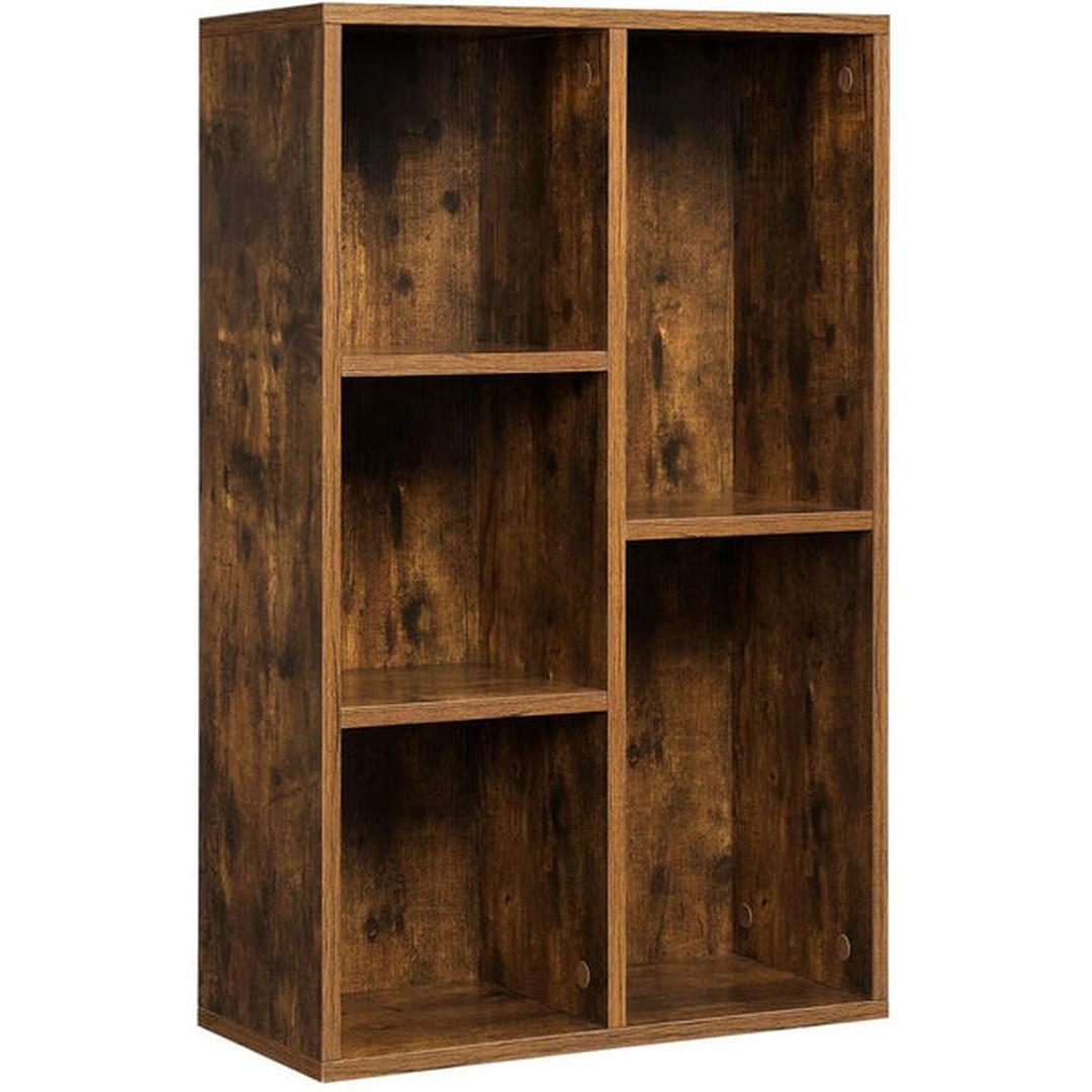 Boekenkast met 5 Vakken – Opbergkast van Hout in Bruin, ca. 50 × 25 × 80 cm
