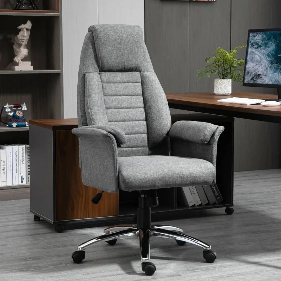 Bureaustoel met massagefunctie – gaming- en kantoorstoel – polyester en schuim – nylon onderstel – zwart