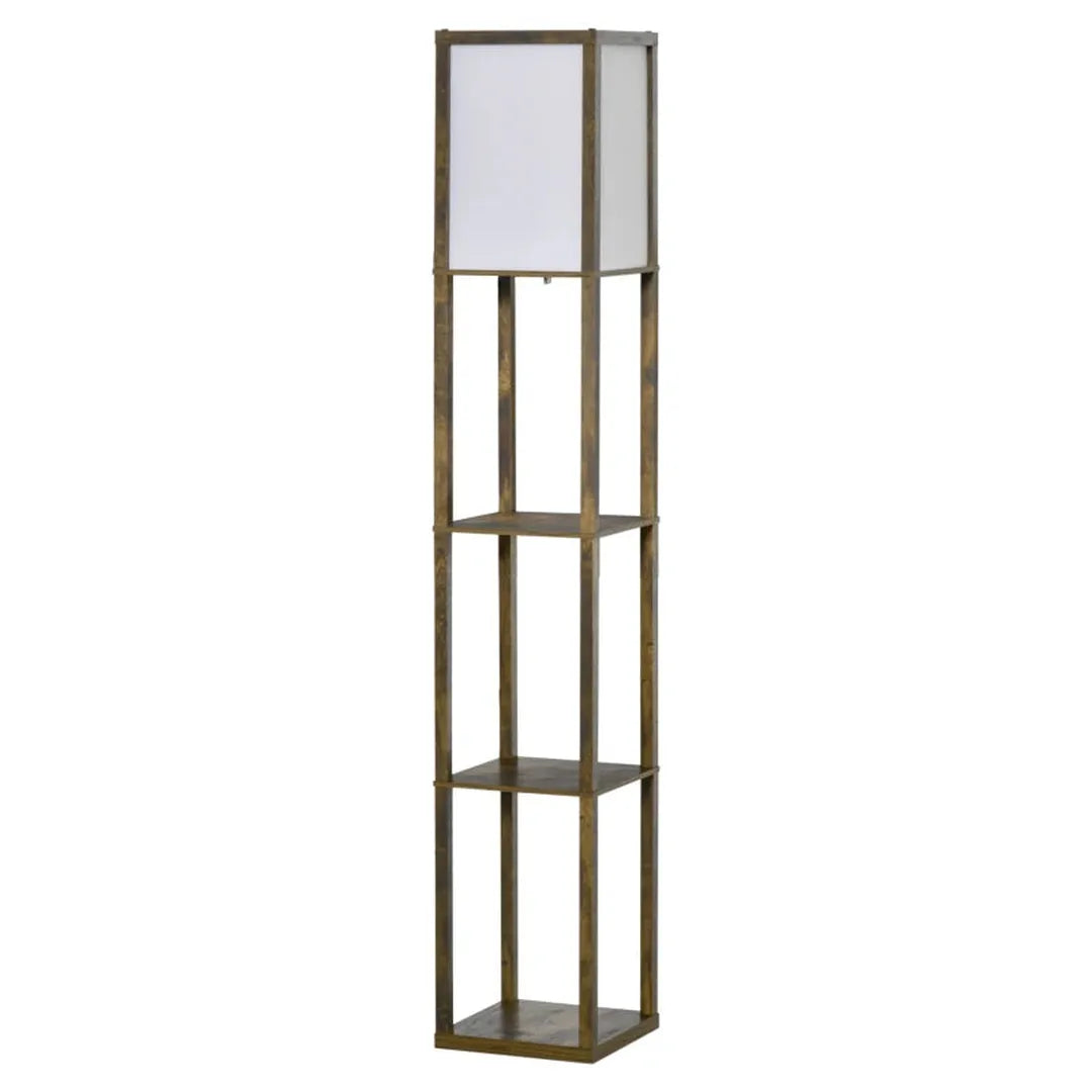 Staande lamp met planken – houten frame – 26 x 26 x 160 cm – zonder lamp