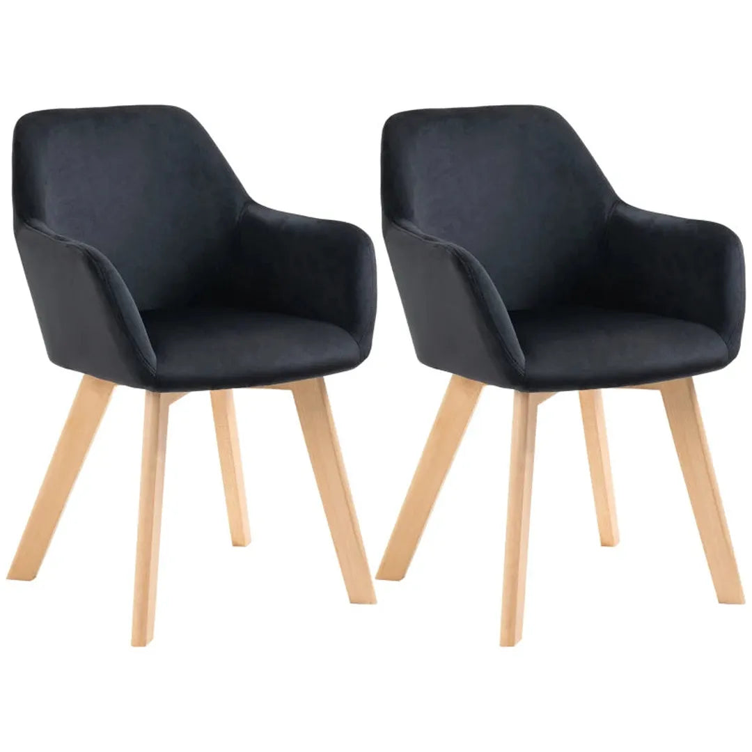 Set van 2 eetkamerstoelen – fluwelen look – houten poten – 54 x 57 x 80 cm