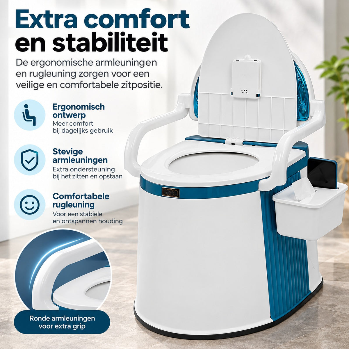 toilet van hdpe-kunststof – zijaanzicht