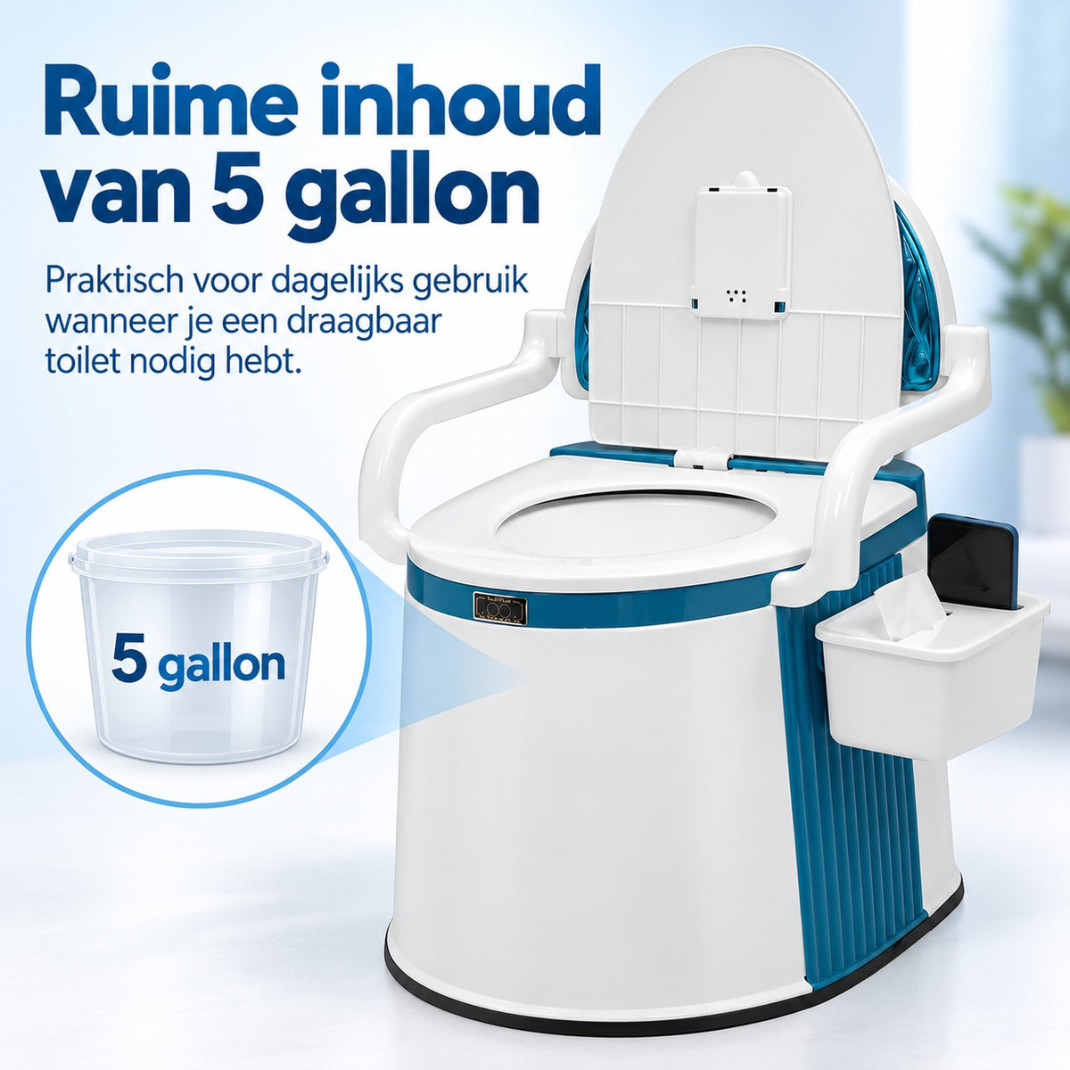 toilet van hdpe-kunststof – achteraanzicht