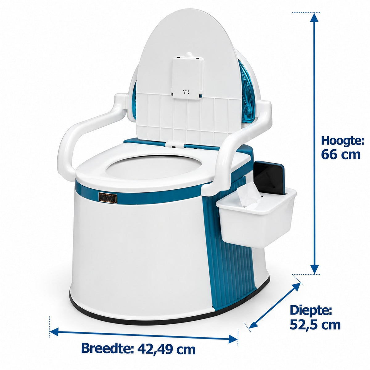 toilet van hdpe-kunststof – schuin van voren