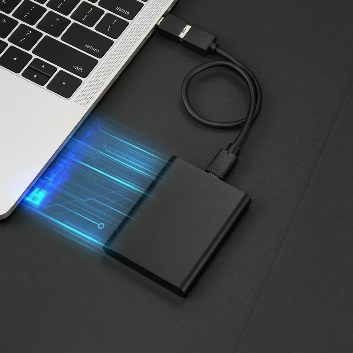 ssd in rood van aluminium – detailfoto van de afwerking