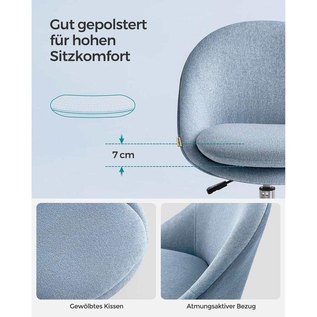 Compacte draaistoel zonder armleuningen – ergonomische bureaustoel – 360° draaibaar – in hoogte verstelbaar
