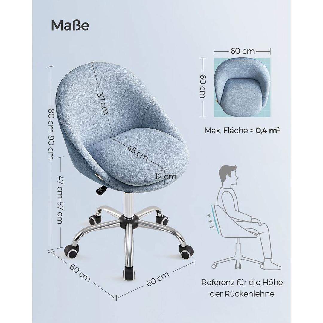 Compacte draaistoel zonder armleuningen – ergonomische bureaustoel – 360° draaibaar – in hoogte verstelbaar
