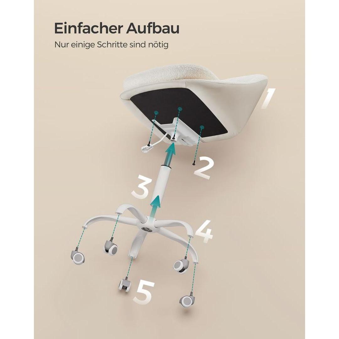 Compacte draaistoel zonder armleuningen – ergonomische bureaustoel – 360° draaibaar – in hoogte verstelbaar