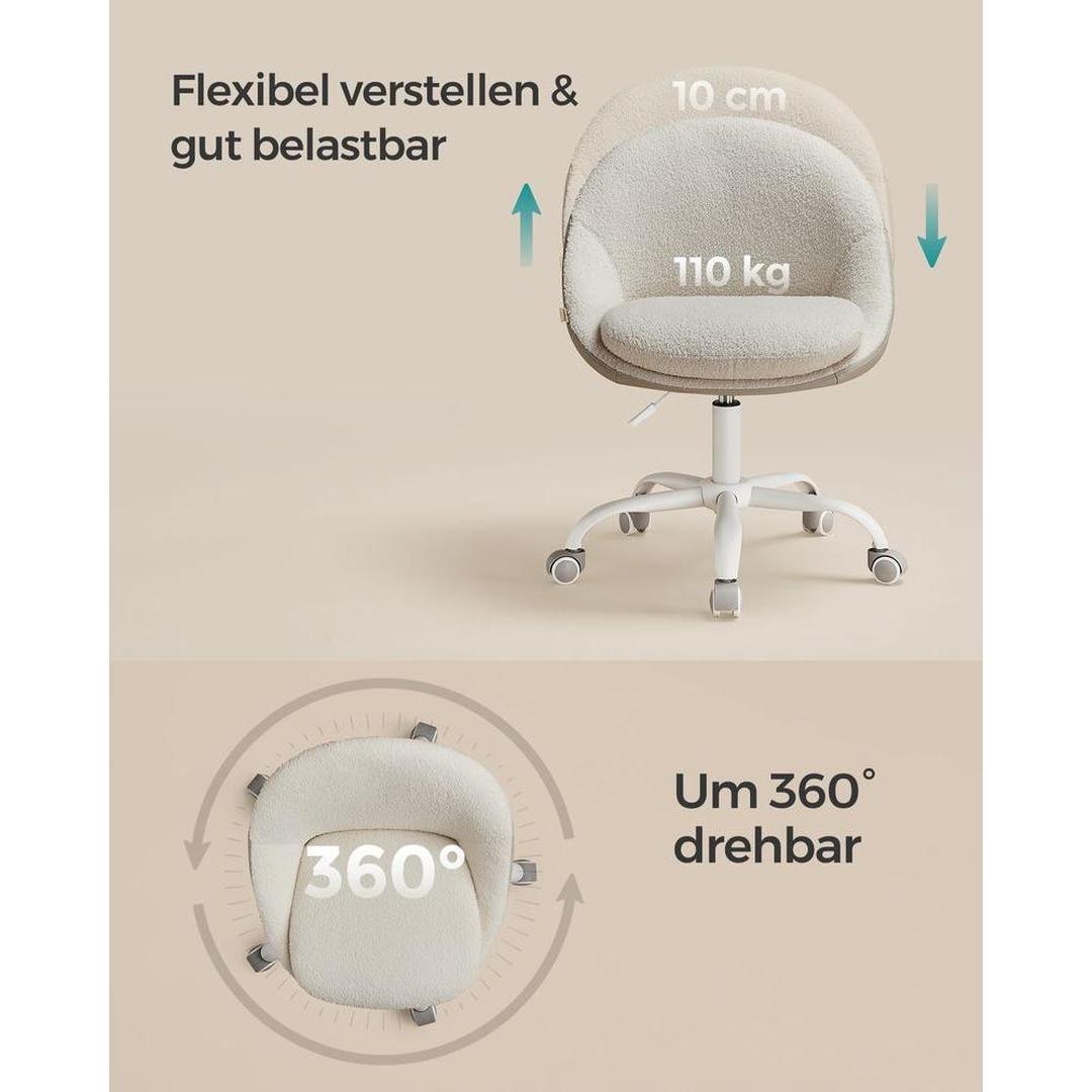 Compacte draaistoel zonder armleuningen – ergonomische bureaustoel – 360° draaibaar – in hoogte verstelbaar