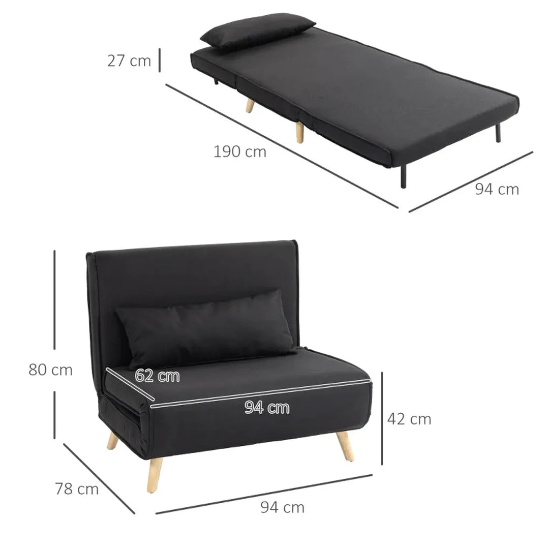 Sofa bed – inklapbaar – verstelbare rugleuning – Nordic design – linnen stof – 94 x 78 x 80 cm
