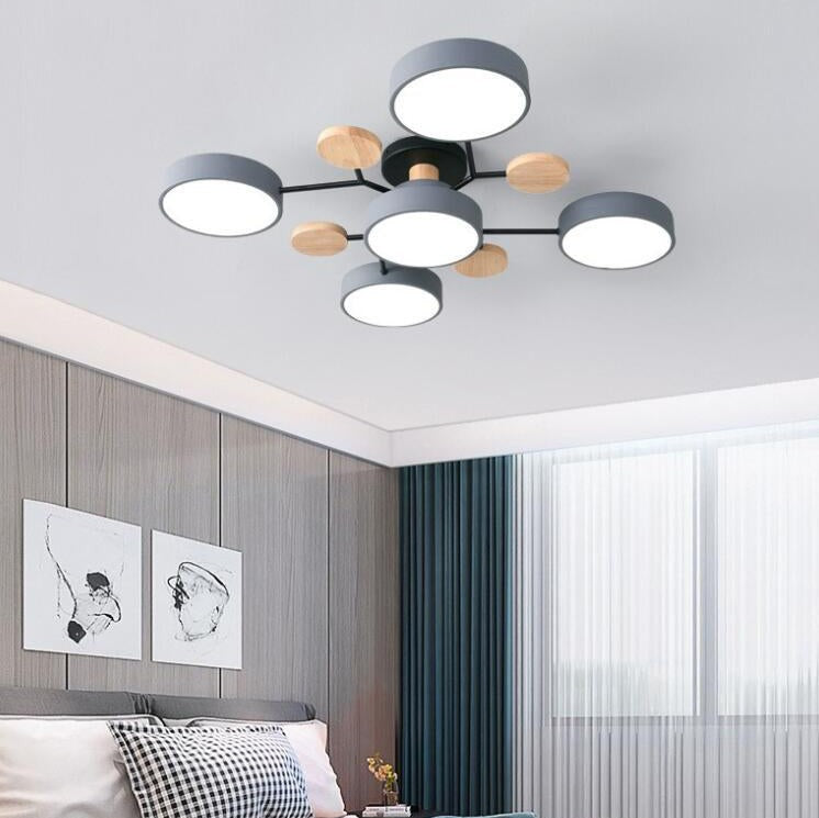 Elvara plafondlamp van ijzer, acryl, hout – zijaanzicht