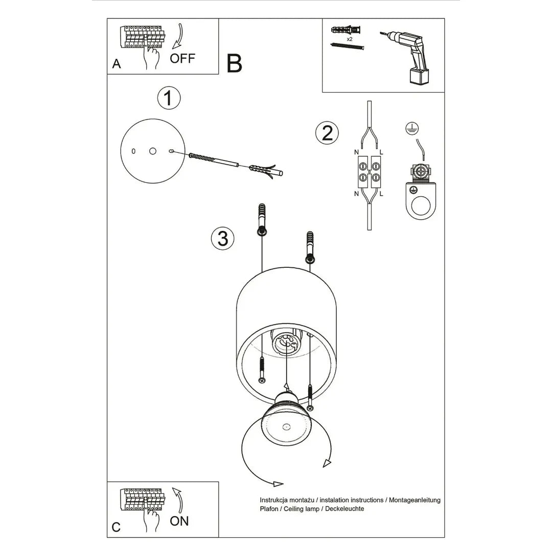 Witte Plafondlamp ORBIS 1 – Moderne Enkellamps Armatuur voor Woonkamer, Keuken of Hal