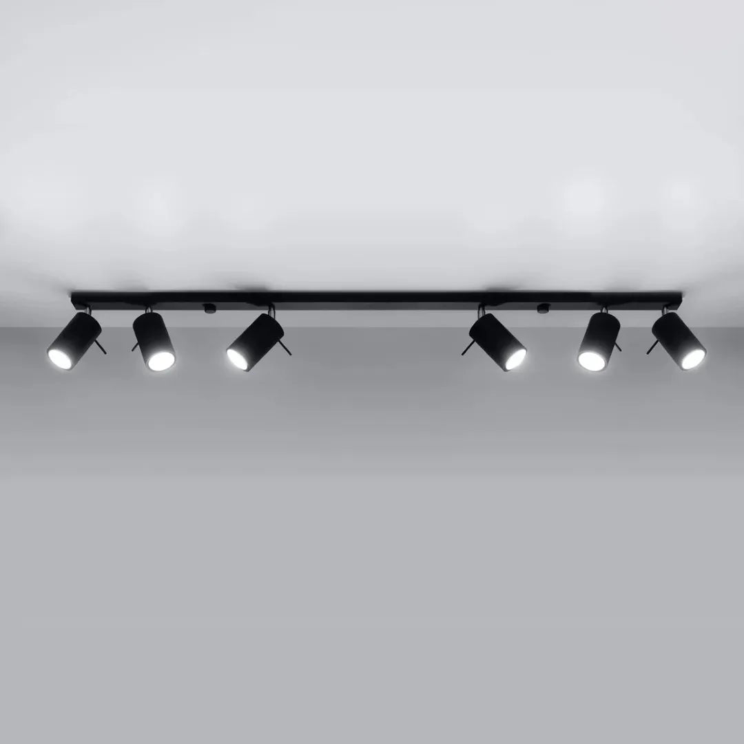 Zwarte Plafondlamp RING met 6 Lichtpunten – Moderne Designlamp voor Woonkamer, Eetkamer of Hal