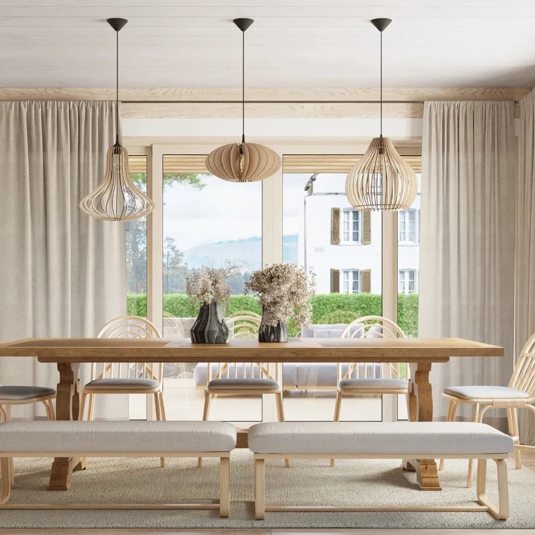 Houten Hanglamp APRILLA – Natuurlijke Sfeerverlichting voor Woonkamer, Eetkamer of Slaapkamer