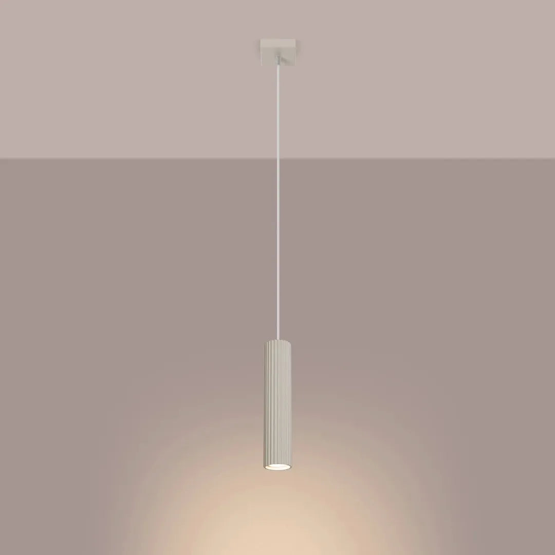 Beige Hanglamp KARBON met 1 Lichtpunt – Moderne Plafondlamp voor Eetkamer, Keuken of Hal