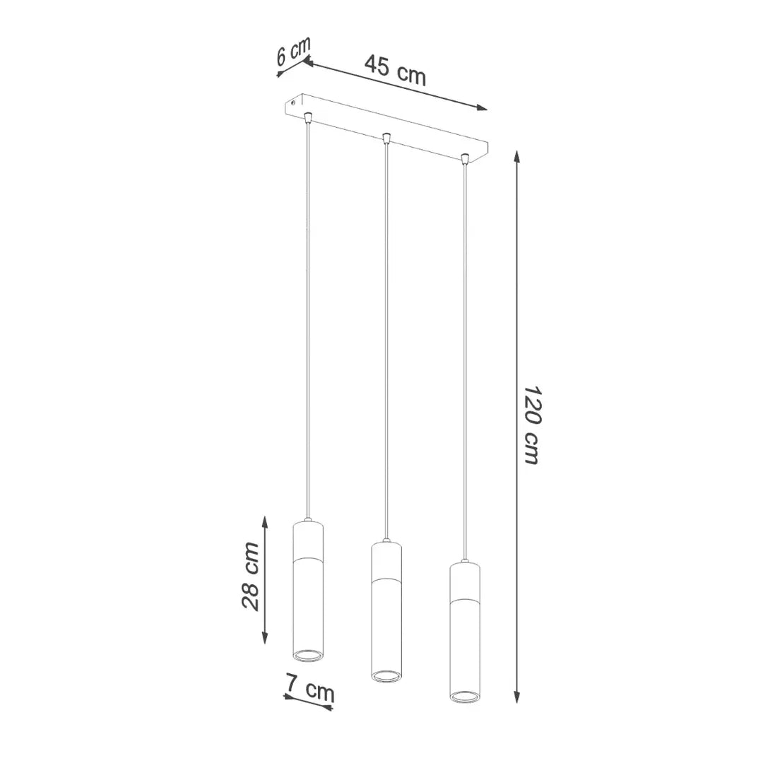 Grijze Hanglamp ZANE met 3 Lichtpunten – Moderne Plafondlamp voor Eetkamer, Keuken of Woonkamer