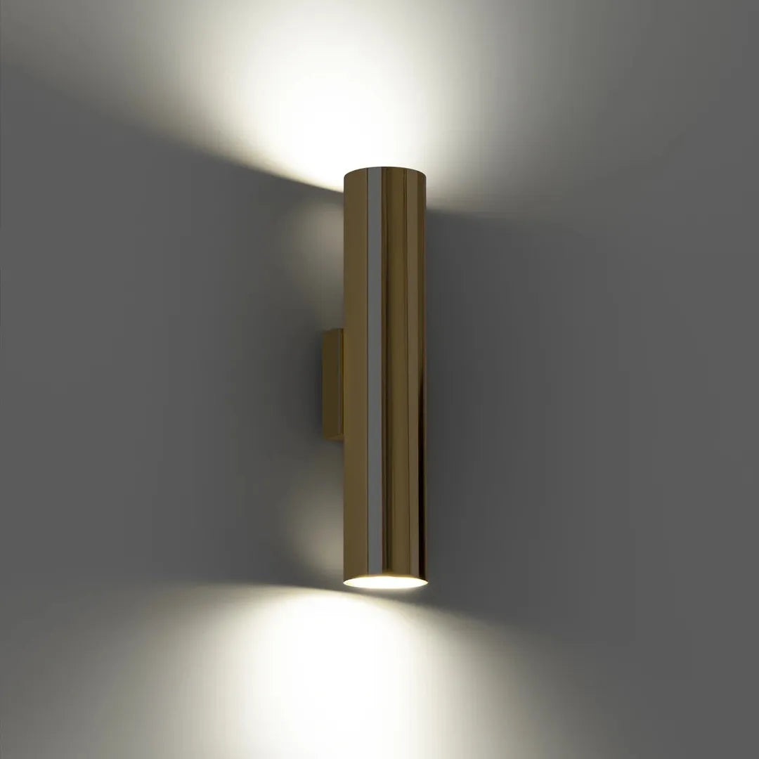 Gepolijste Gouden Wandlamp LAGOS 2 – Moderne Muurlamp met 2 Lichtpunten voor Woonkamer, Hal of Slaapkamer
