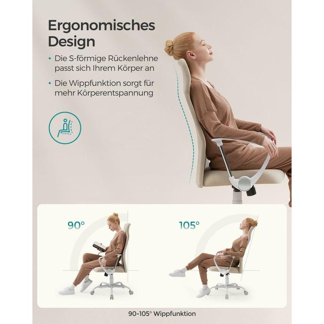 Ergonomische bureaustoel met comfortabele stofbekleding – verstelbare kantoorstoel – steun voor rug en nek