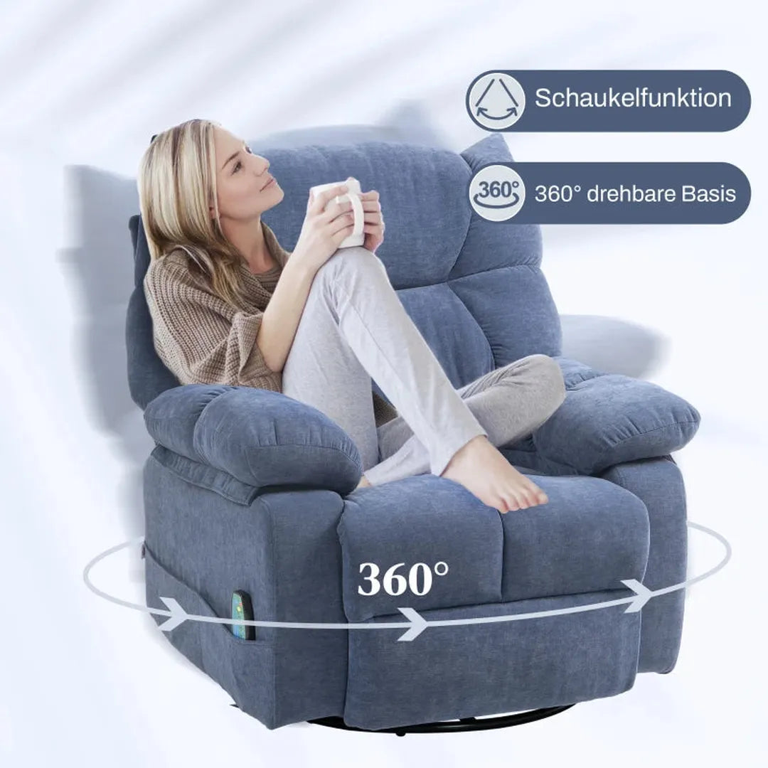 Massagestoel met warmte- en kantelfunctie – draaibaar – metalen frame – max. 150 kg – 98 x 90 x 98 cm