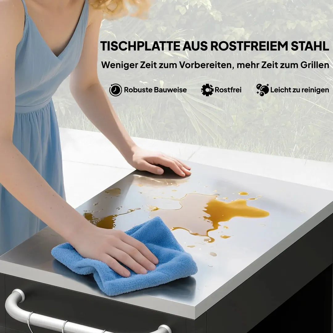 Keukentrolley met 1 Kruidenrek en 1 Handdoekhouder – 109 x 40 x 89 cm, Witte Servierwagen op Wielen
