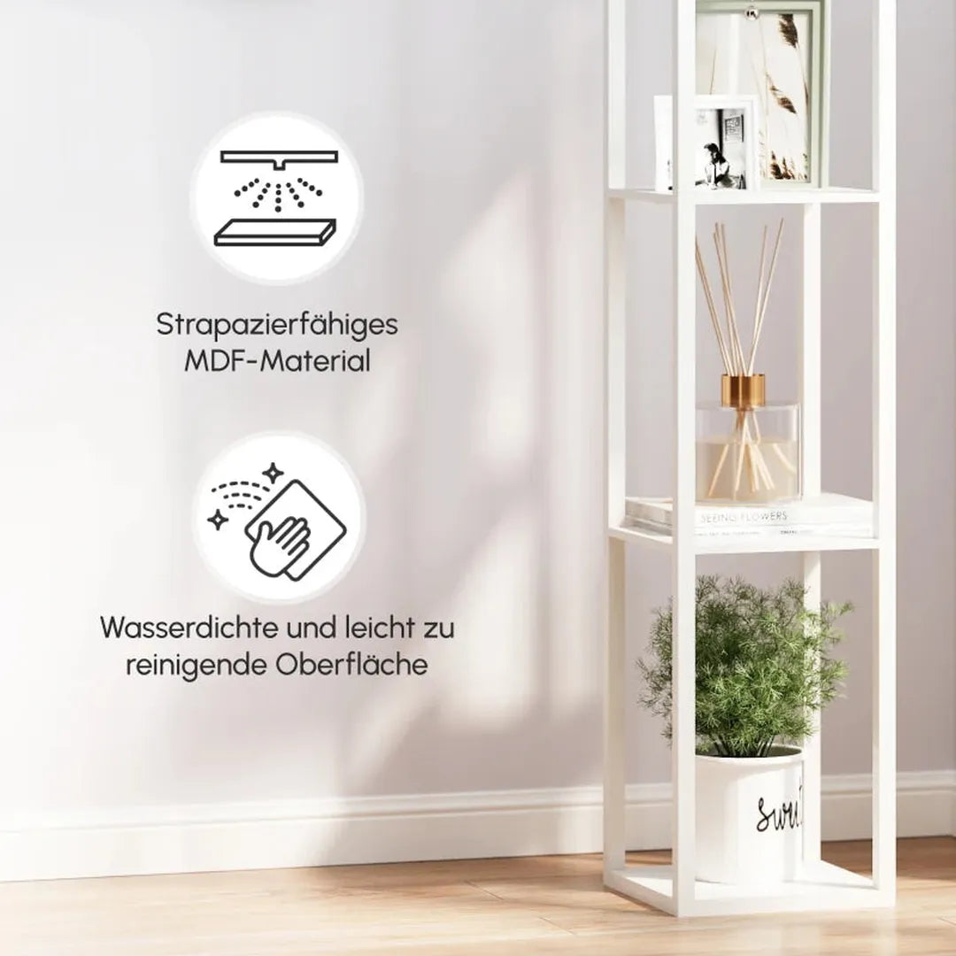 Staande lamp met planken – houten frame – 26 x 26 x 160 cm – zonder lamp