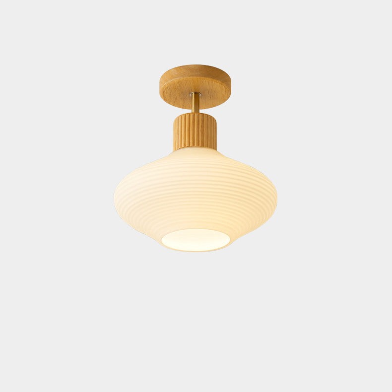Farvik plafondlamp van hout, glas – detail van de rand