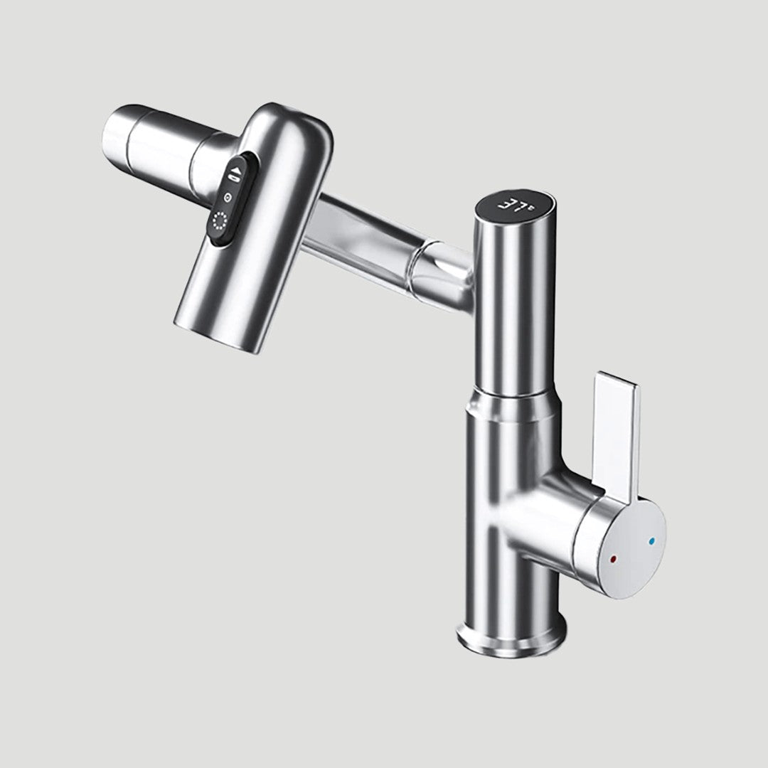 Fenrik keukenkraan van roestvrij staal with chrome-plated surface – detailfoto van de afwerking