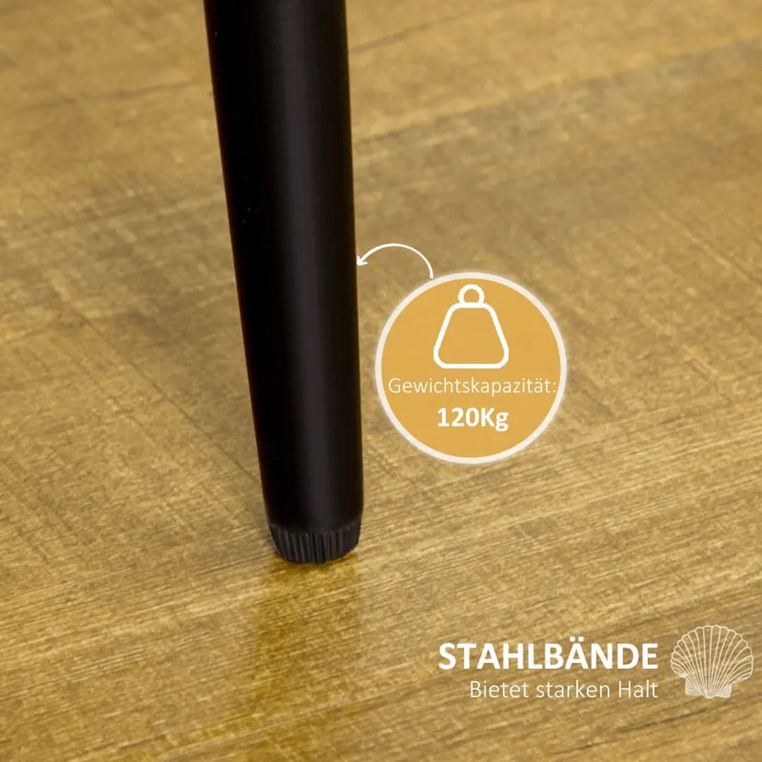 Eetkamerstoelen Set van 2 – Skandi Design – Zitting in Samtlook – Crème en Zwart – Houten Poten – Voor Keuken of Eetkamer