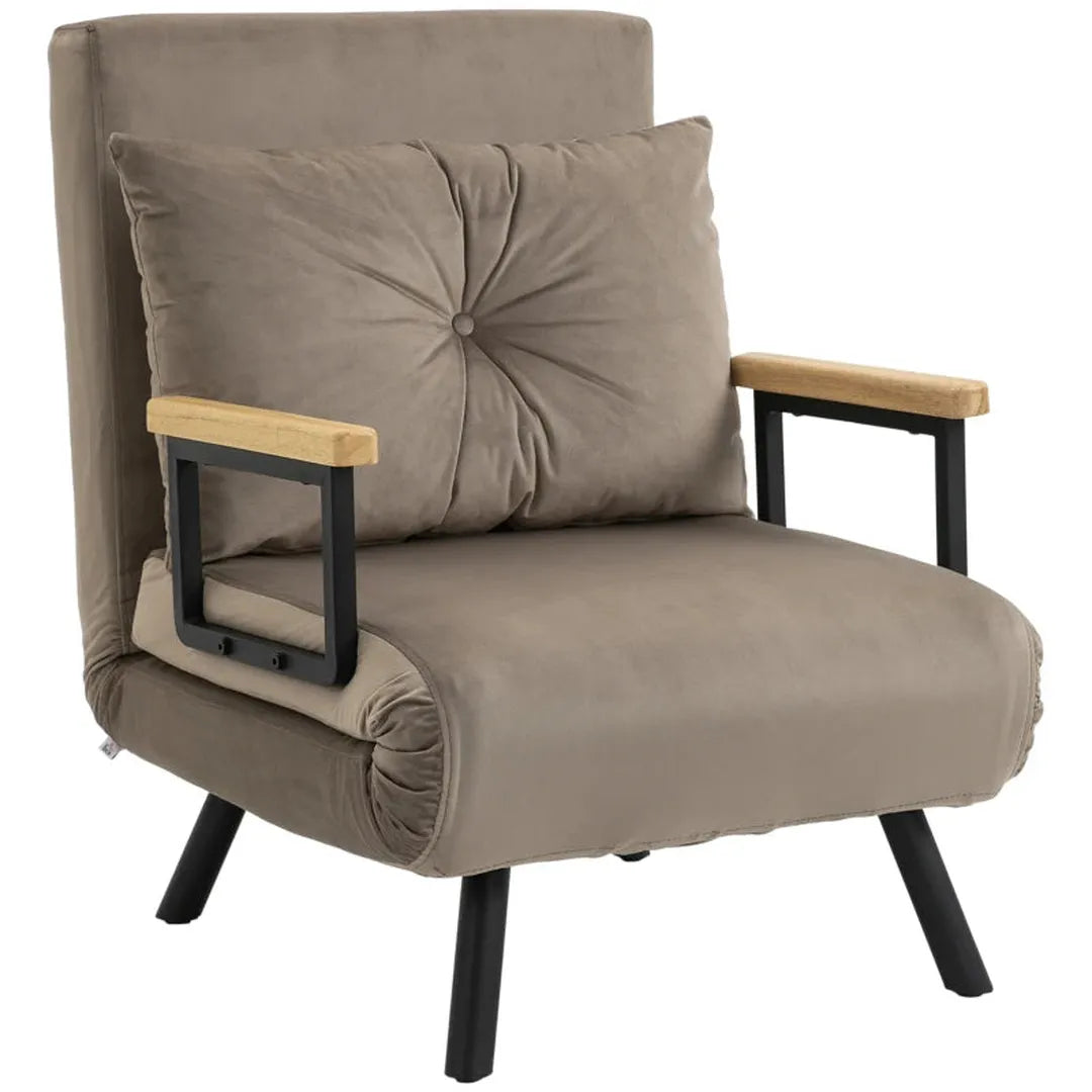 Relaxfauteuil Scandinavisch design – verstelbare rugleuning – inclusief gestikte kussen – zwart/naturel