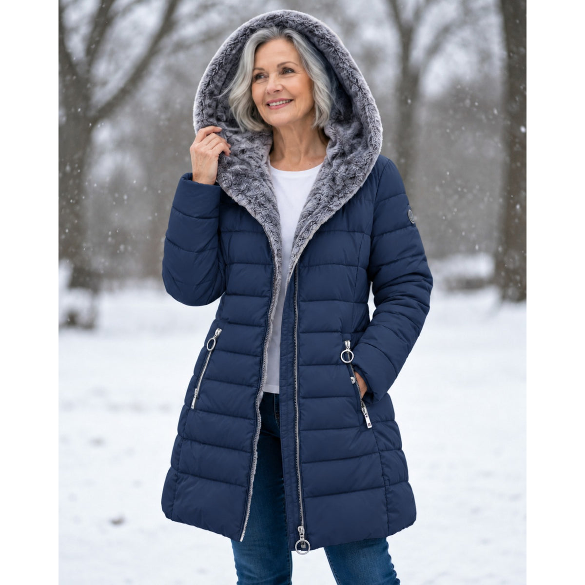 winterjas in marineblauw – alle uitvoeringen naast elkaar