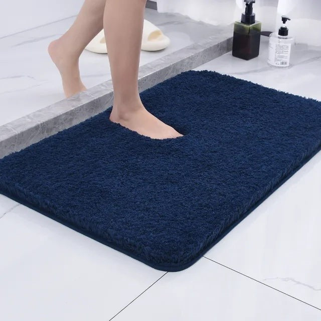Grimstad badmat in blauw van polyester microvezel – vooraanzicht